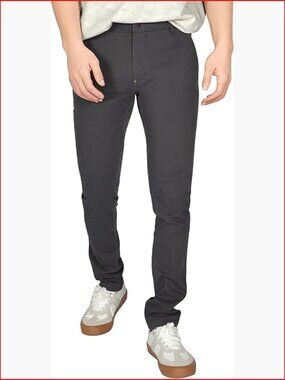 Men's Skinny Fit Chino Pants with Pockets, Cotton Blend Stretch Tapered Khaki